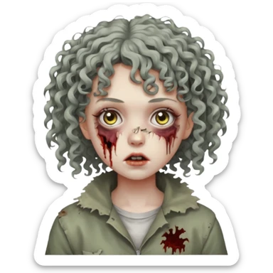 Zumbie girl with curly hair, with curly bangs sticker