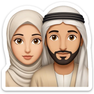Arab feature couple with soft life aesthetic without scarf  sticker