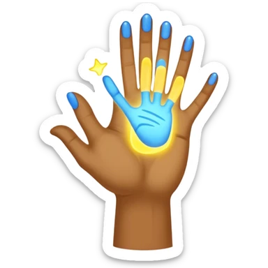 a normal hand being held by 2 hands, a glowing blue hand and a glowing yellow hand souls... hope and comfort from the past and futur sticker