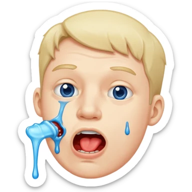 Man Hungry drooling and blue saliva dripping out of the mouth sticker