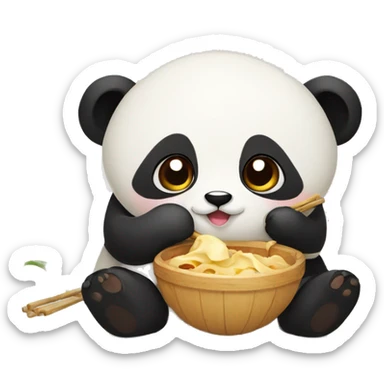 Panda eating peirogi  sticker