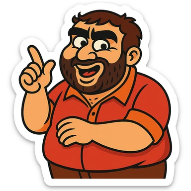 Recep İvedik character, bold lines, expressive face, humorous look, vibrant toon style sticker