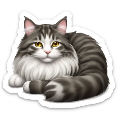 sleeping norwegian forest cat sticker