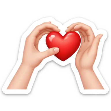 two hands giving and receiving a heart sticker