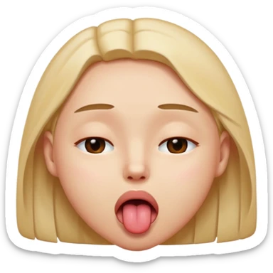 Eyes tightly closed like 😵 and tongue out like 😝 sticker