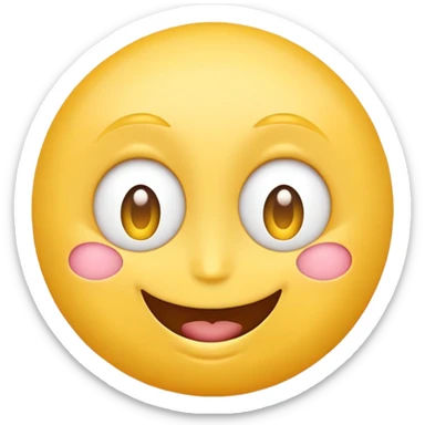 An emoji-style yellow face with a wide smile and two white heart-shaped eyes, expressing admiration or love sticker
