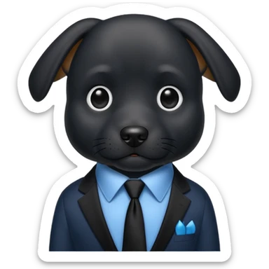 black dog with black tie,blue shirt sticker