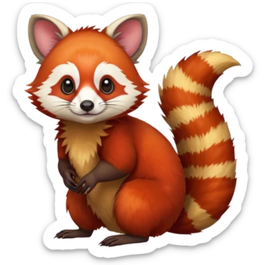 Red-Panda-Cacomistl-Possum-Potaroo-Wallaby-Bettong-Numbat-Red-Jay-bird-Gryphon-Trico-Furret-hybrid-fusion-Fakémon-animal sticker
