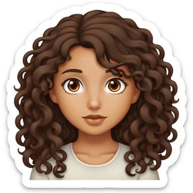 tan girl with long curly dark brown hair sticker