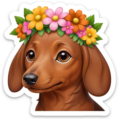 Wiener dog wearing flowers ￼ sticker