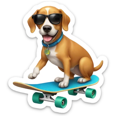 Dog riding a skateboard with sun glasses sticker