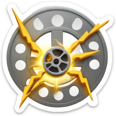 a lightening bolt that pierces through the centre of a roll film reel sticker