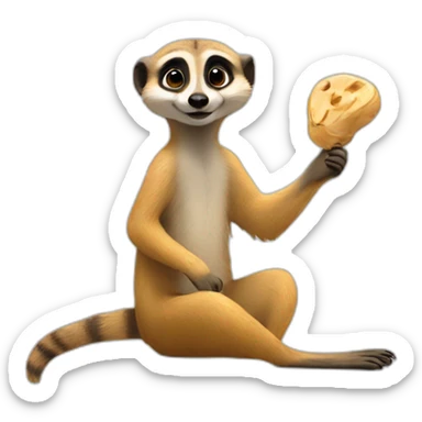 A meerkat with a peanut in his hand sticker
