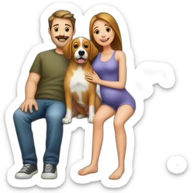 Femme enceinte et papa et un chien  sticker
