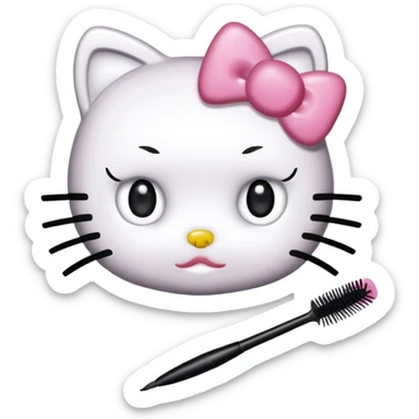hello kitty with mascara spoolie sticker