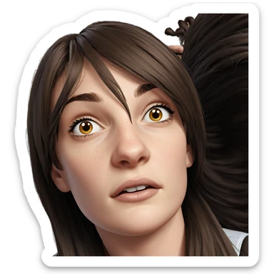 girl with long brown hair sticker