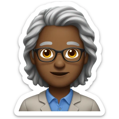 teacher with brown skin and shoulder length grey hair sticker