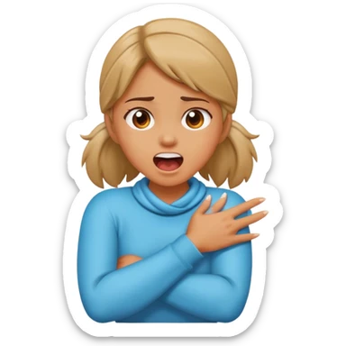 girl arms crossed holding neck screaming sticker