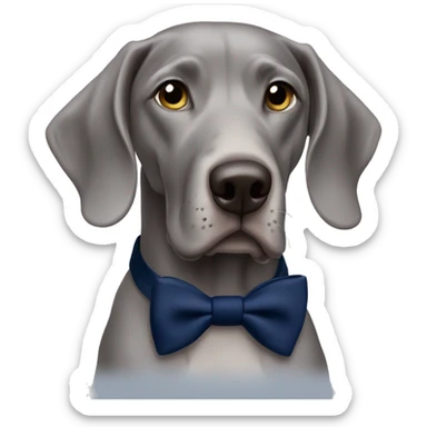 Weimaraner dog with navy bow tie around his neck looking cute  sticker