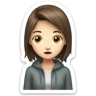 manga girl,brown hair and scared sticker