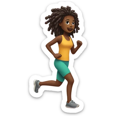 Black girl with locs running on treadmill sticker
