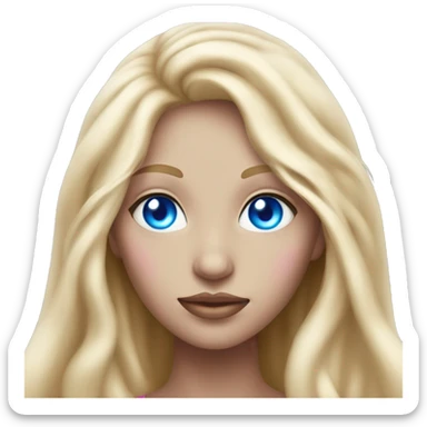 magical diva with thin pink andromedan face long blonde hair and blue eyes glowing third eye sticker