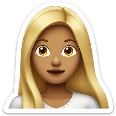 Colombian Blonde long hair girl eating sticker