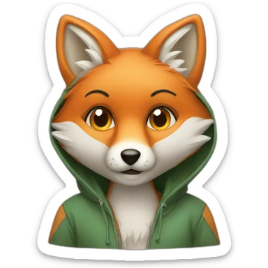 Fox wearing a hoodie sticker