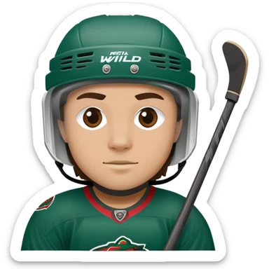 Minnesota Wild ice hockey full player with gear and puck  sticker