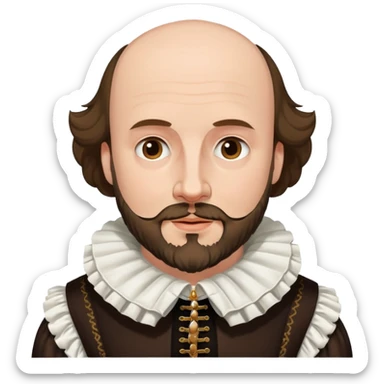 William Shakespeare with beard and balding head wearing a ruff collar sticker