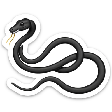 Minimalist emoji-style sticker of a bent paperclip shaped like a snake, wrapping onto itself. Thin black silhouette, no texture. sticker