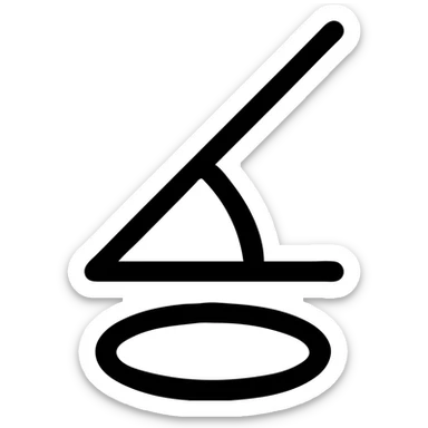 Two straight strokes meeting at ~30–35 ° and an open-base ellipse. No fill, 2 px stroke at 24 × 24 px.	 sticker