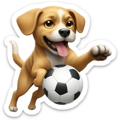 dog kicking a ball sticker