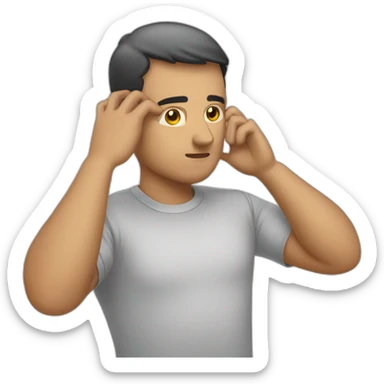 Man, fingers on his forehead sticker