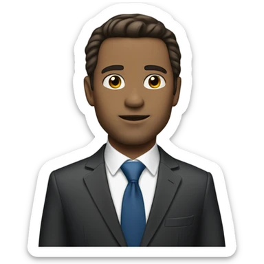 Billionare man with brunette straight hair on a suit sticker