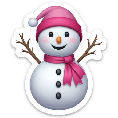Red snowman with pink bow sticker