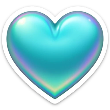 teal heart with a holographic effect sticker