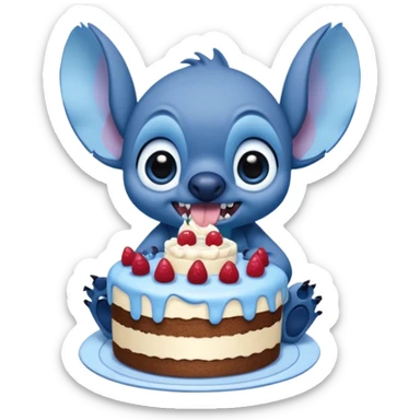 Stitch eating cake sticker