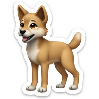 4 short legs a light brown puppy-like wolf with black ears sticker