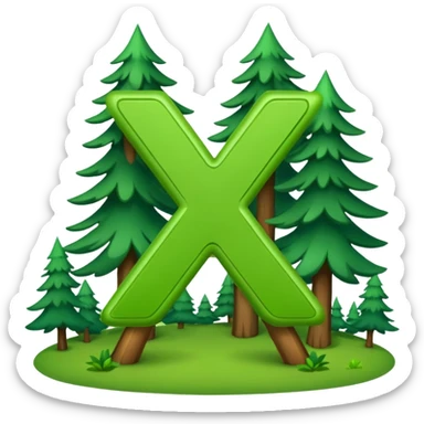 the letter X running around in the woods having an adventure sticker