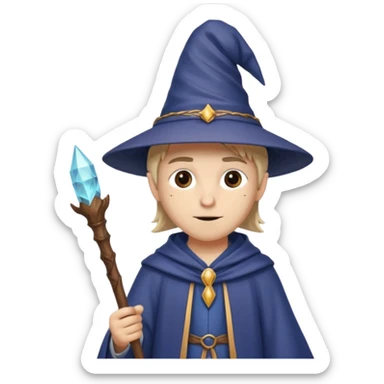 young wizard with a pointed hat and staff sticker
