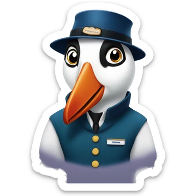 puffin dressed as a hampton inn employee sticker