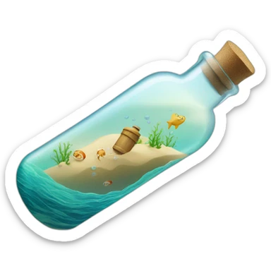 Message in a bottle ocean sticker