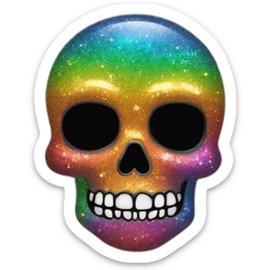 Rainbow glitter skull sticker