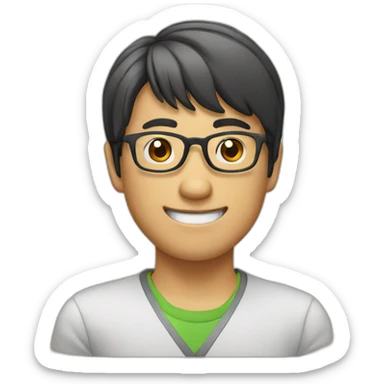asian man with glasses and bangs showing thumb up (without background) sticker