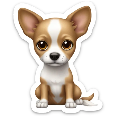 mix white, brown color and little bit black spot long coat chiwawa sticker