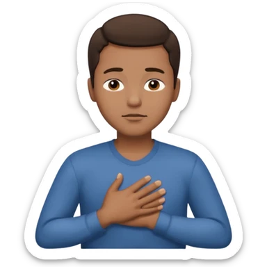 una mano en pecho ojos cerrados hombre multirracial sticker