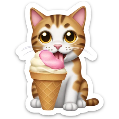 Tabby Cat eating ice cream sticker