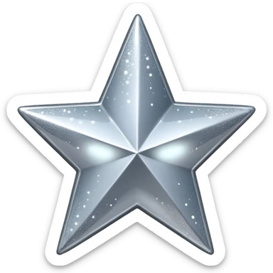 Sparkly glittery gray star y2k 3d icon, transparent background  sticker