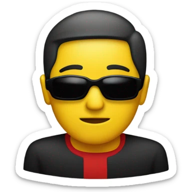 a black and red rectangle with a medium-sized yellow circle in the middle  sticker